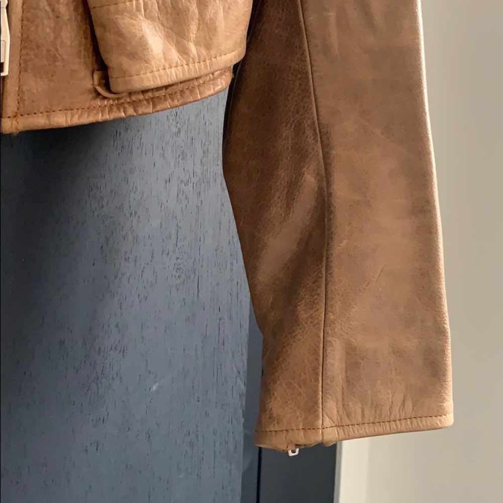 T Alexander Wang Distressed Crop Motto Leather Jacket - Picture 6 of 16